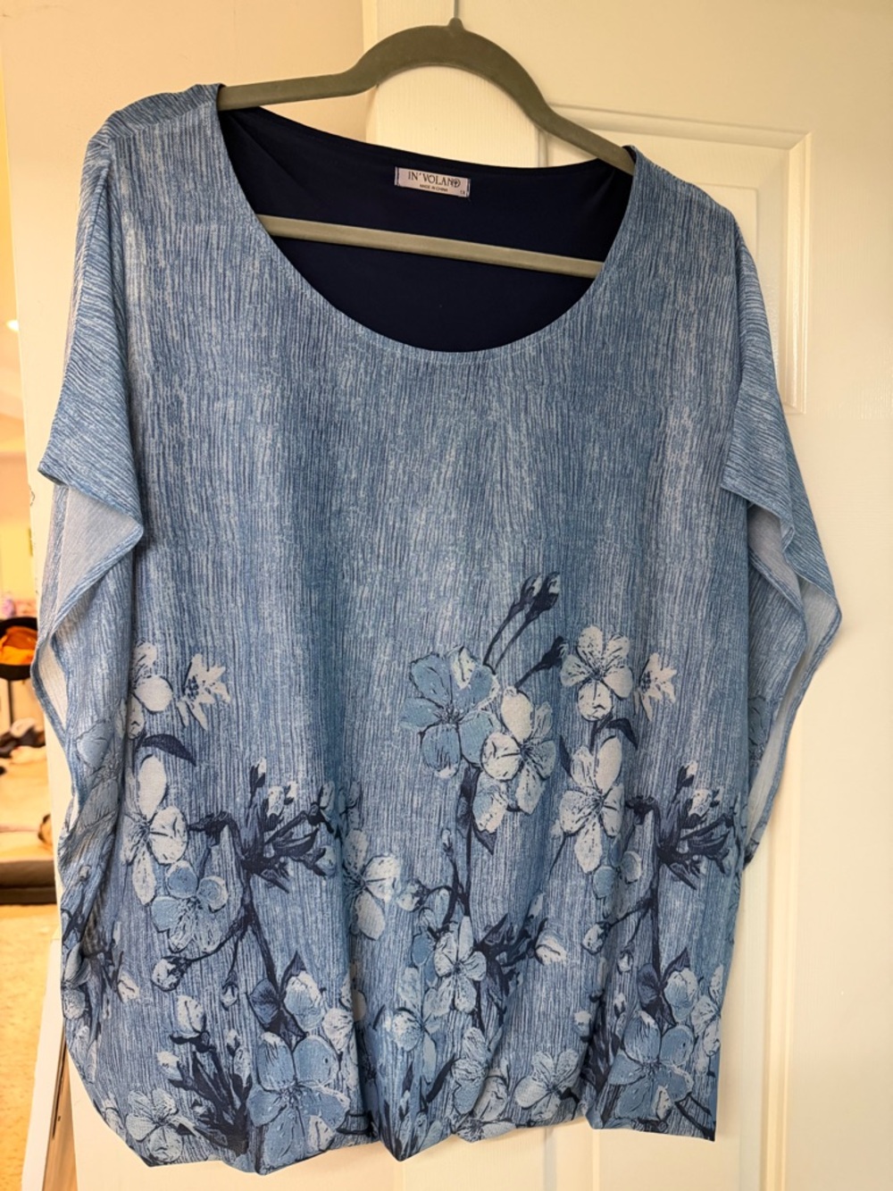 Blue Floral Blouson Top - Picture 5 of 6